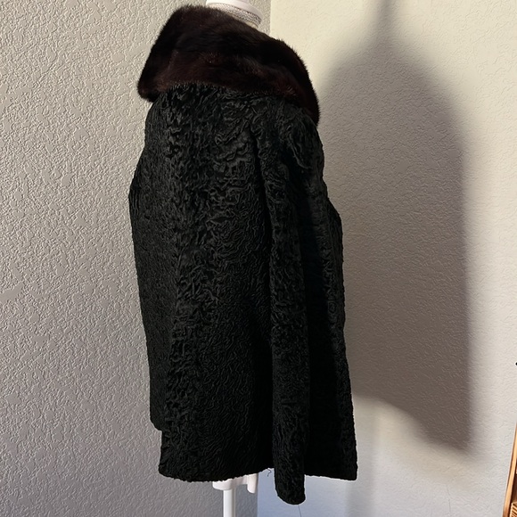 Vintage 40’s Mink & Curly Black Persian Lamb Coat - Picture 6 of 12